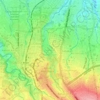 Sempur topographic map, elevation, terrain