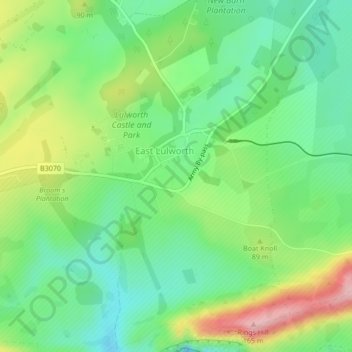 Temp bestival topographic map, elevation, terrain