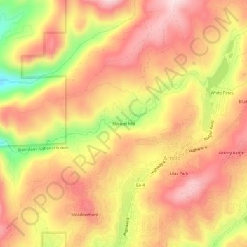 Manuel Mill topographic map, elevation, terrain