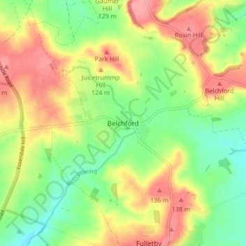 Belchford topographic map, elevation, terrain