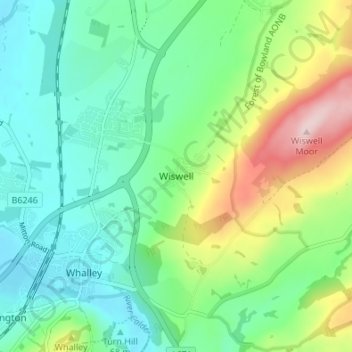 Wiswell topographic map, elevation, terrain