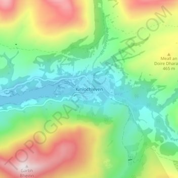 Kinlochleven topographic map, elevation, terrain
