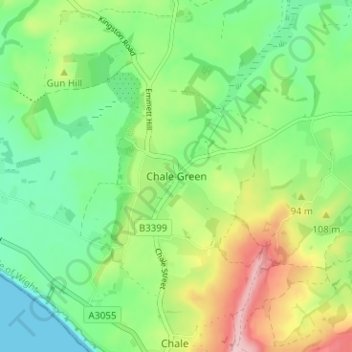 Chale Green topographic map, elevation, terrain