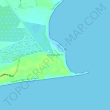 Valinokkam topographic map, elevation, terrain