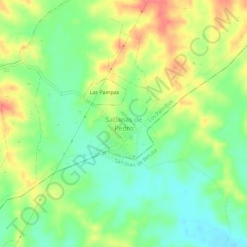 Sabanas de Pedro topographic map, elevation, terrain