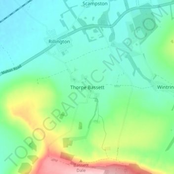 Thorpe Bassett topographic map, elevation, terrain