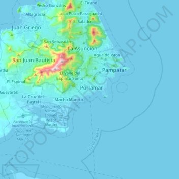 Porlamar topographic map, elevation, terrain