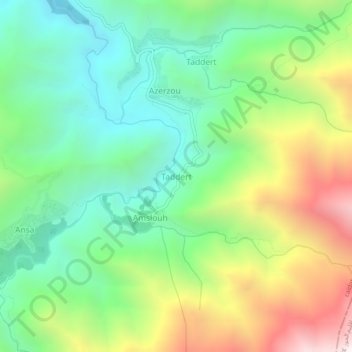 Taddert topographic map, elevation, terrain