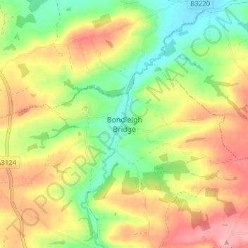 Bondleigh Bridge topographic map, elevation, terrain