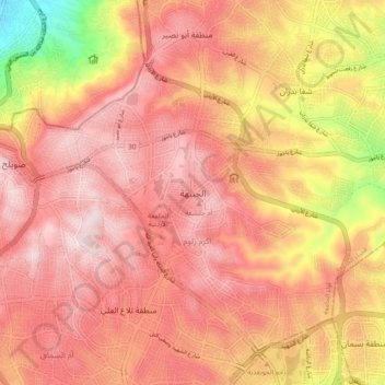 Al-Jubaiha topographic map, elevation, terrain