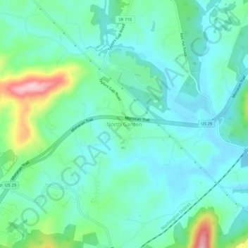 North Garden topographic map, elevation, terrain