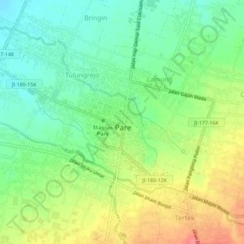 Pare topographic map, elevation, terrain