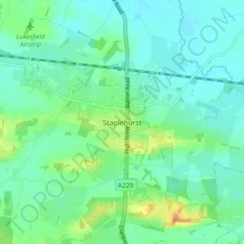 Staplehurst topographic map, elevation, terrain