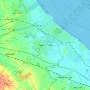 Immingham topographic map, elevation, terrain