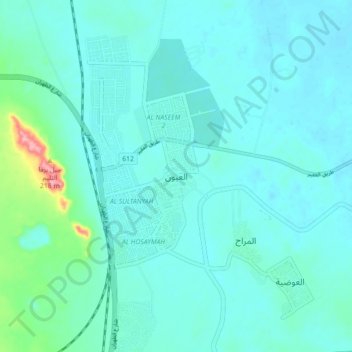 AL OYOUN topographic map, elevation, terrain