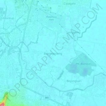Bojongsoang topographic map, elevation, terrain