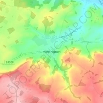 Monkhopton topographic map, elevation, terrain