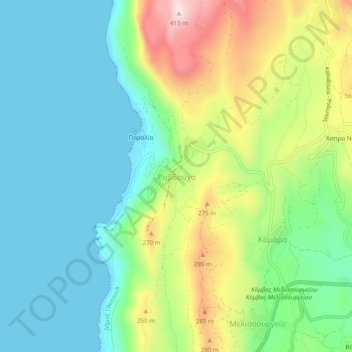 Ravdoucha topographic map, elevation, terrain