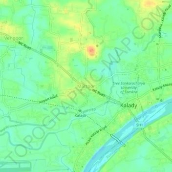 Mattoor topographic map, elevation, terrain