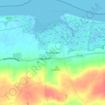 Thornham topographic map, elevation, terrain