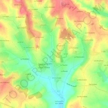 Nocé topographic map, elevation, terrain