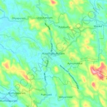 Koothattukulam topographic map, elevation, terrain