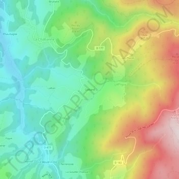 Golliard topographic map, elevation, terrain