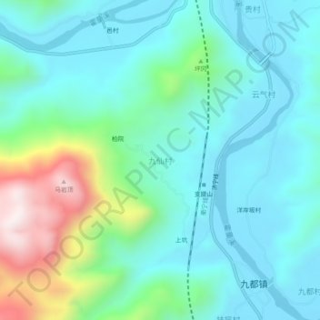 九仙村 topographic map, elevation, terrain