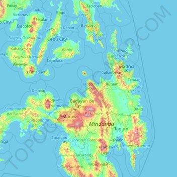 Misamis Oriental topographic map, elevation, terrain