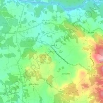 Vairão topographic map, elevation, terrain