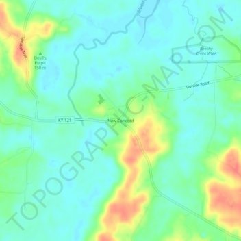 New Concord topographic map, elevation, terrain