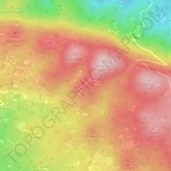 IV topographic map, elevation, terrain