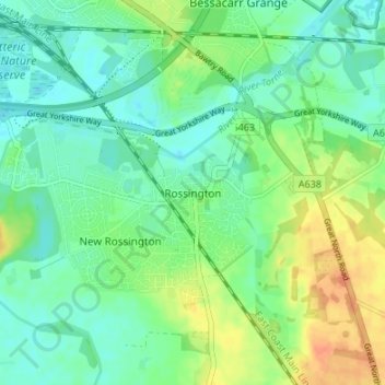 Rossington topographic map, elevation, terrain