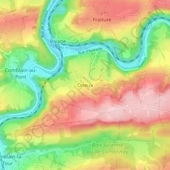 Oneux topographic map, elevation, terrain