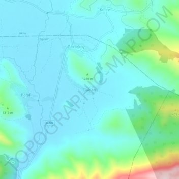 Baklan topographic map, elevation, terrain