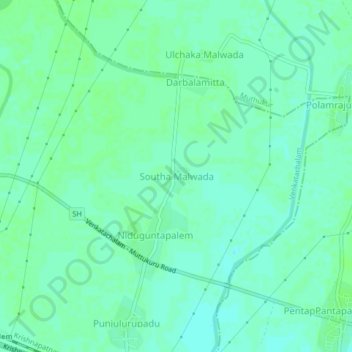 Southa Malwada topographic map, elevation, terrain