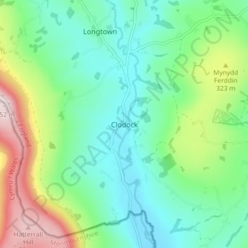 Clodock topographic map, elevation, terrain