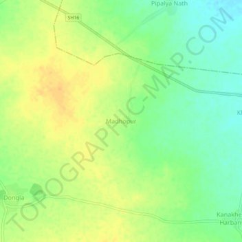 Madhopur topographic map, elevation, terrain