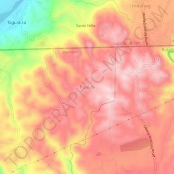 Pualas topographic map, elevation, terrain