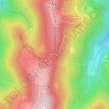 Col du Platzerwasel topographic map, elevation, terrain