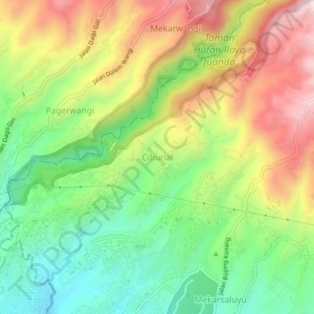 Ciburial topographic map, elevation, terrain