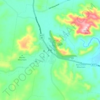 Esk topographic map, elevation, terrain