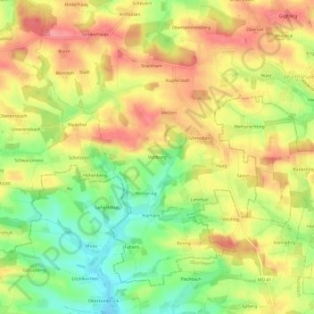 Vohburg topographic map, elevation, terrain