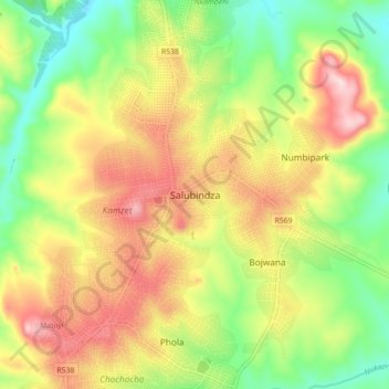 Salubindza topographic map, elevation, terrain