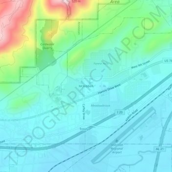 McKibben topographic map, elevation, terrain