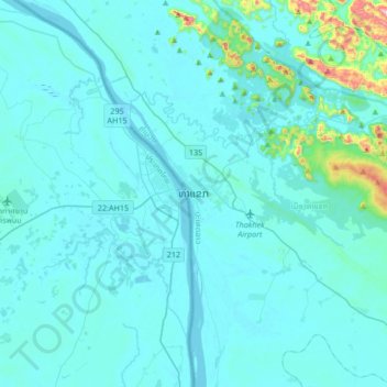 ທ່າແຂກ topographic map, elevation, terrain