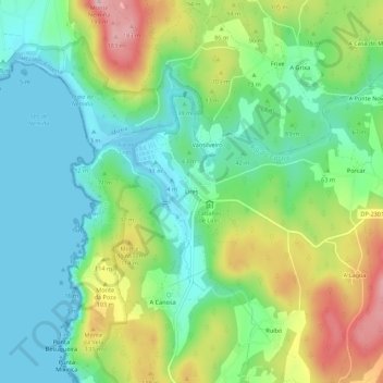 Lires topographic map, elevation, terrain