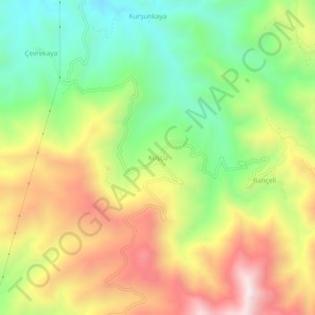 Kuşçu topographic map, elevation, terrain