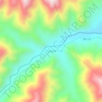 Tocache topographic map, elevation, terrain
