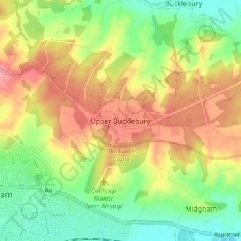 Upper Bucklebury topographic map, elevation, terrain